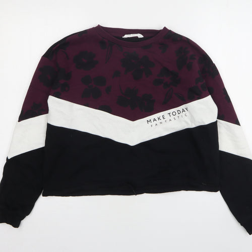 H&M Girls Multicoloured Colourblock Cotton Pullover Sweatshirt Size 12-13 Years