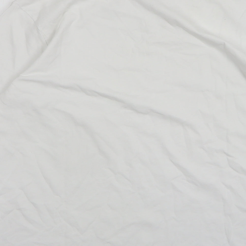 George Womens White Floral Cotton Basic T-Shirt Size 10 Round Neck