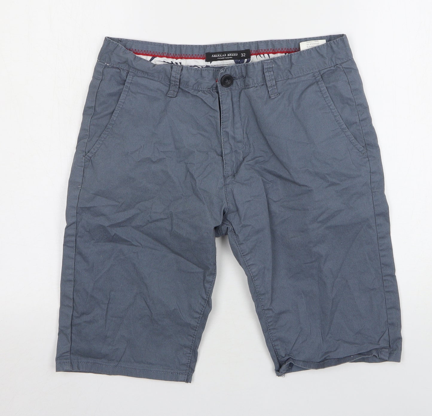 American Breed  Mens Blue Polka Dot Cotton Chino Shorts Size 32 L11 in Regular