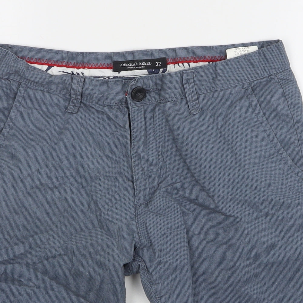 American Breed  Mens Blue Polka Dot Cotton Chino Shorts Size 32 L11 in Regular