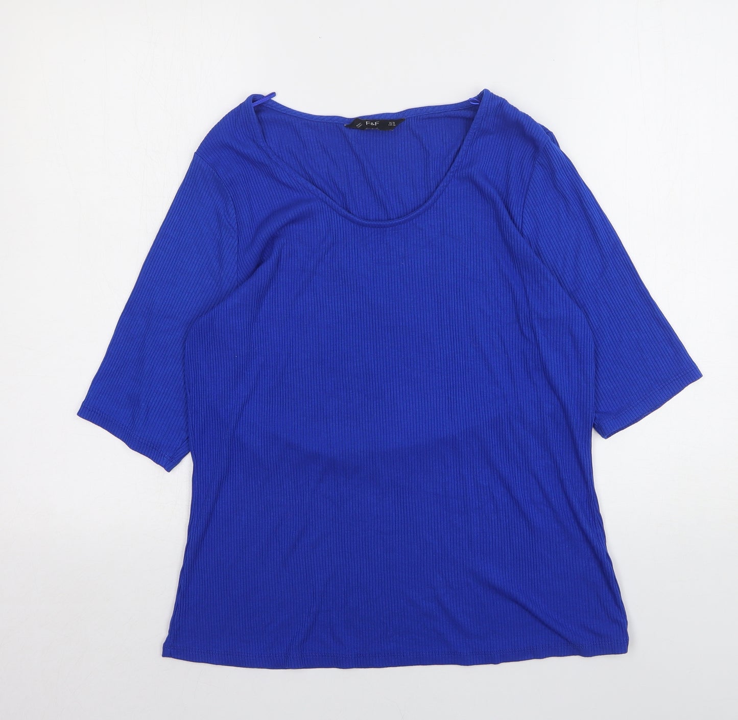 F&F Womens Blue  Viscose Basic T-Shirt Size 18 Round Neck