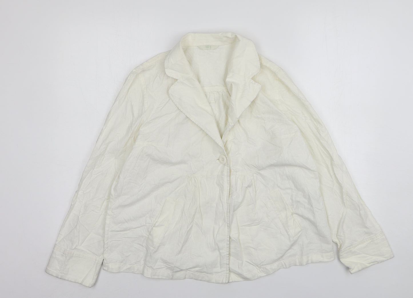 Marks and Spencer Womens White  Linen Jacket Blazer Size 10