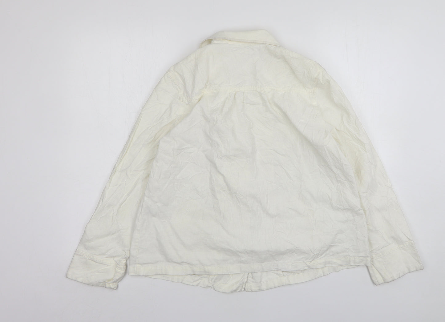 Marks and Spencer Womens White  Linen Jacket Blazer Size 10