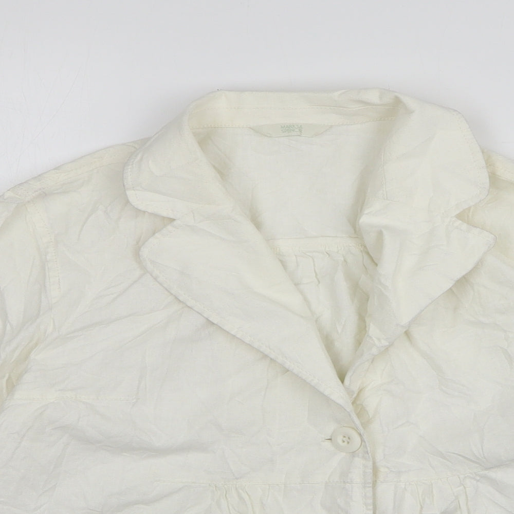 Marks and Spencer Womens White  Linen Jacket Blazer Size 10