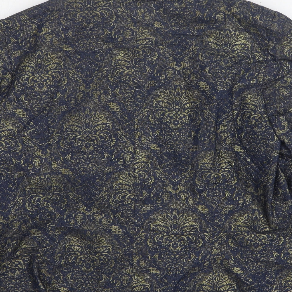 Celaia Womens Blue Paisley Cotton Jacket Suit Jacket Size 12