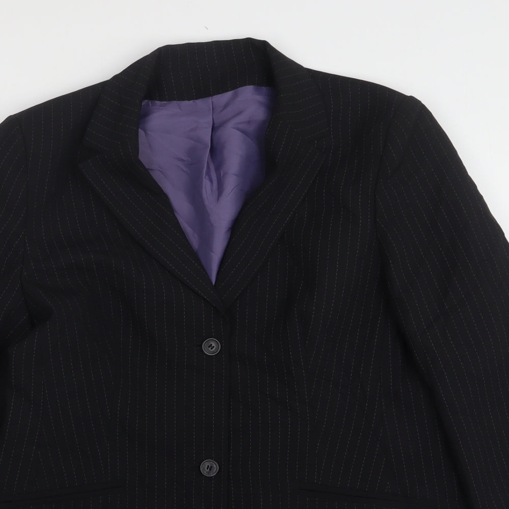 Dorothy Perkins Womens Black Striped Polyester Jacket Suit Jacket Size 16