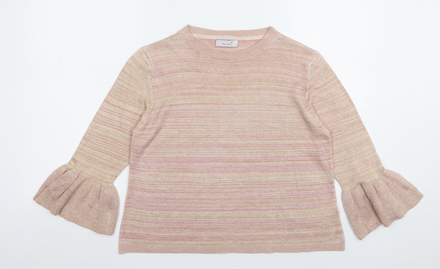Marks and Spencer Womens Pink Round Neck  Polyester Pullover Jumper Size 12