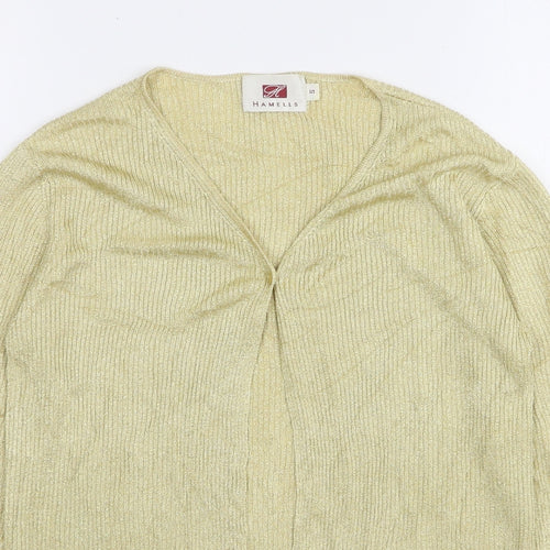 Hamells Womens Gold Round Neck  Viscose Cardigan Jumper Size S