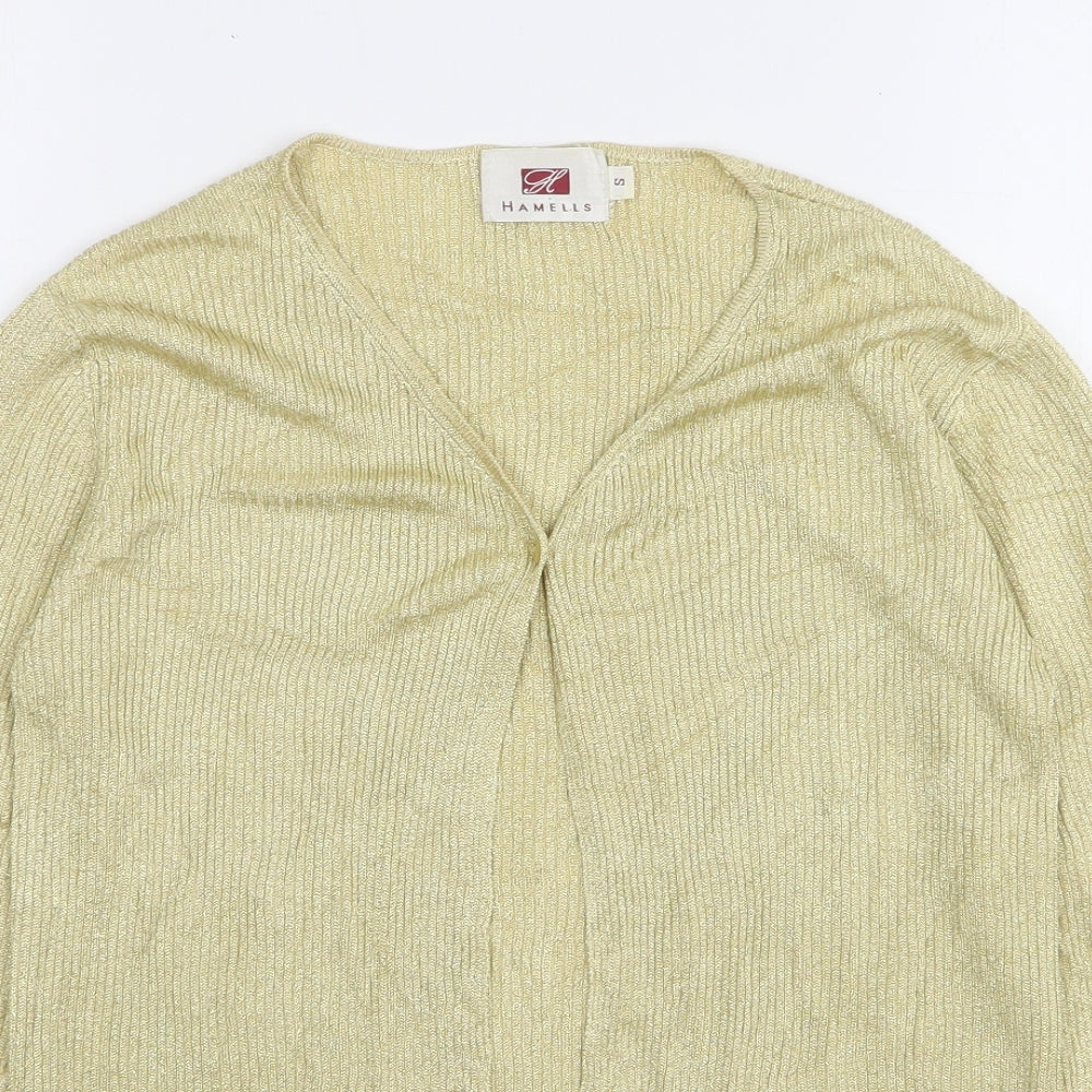Hamells Womens Gold Round Neck  Viscose Cardigan Jumper Size S