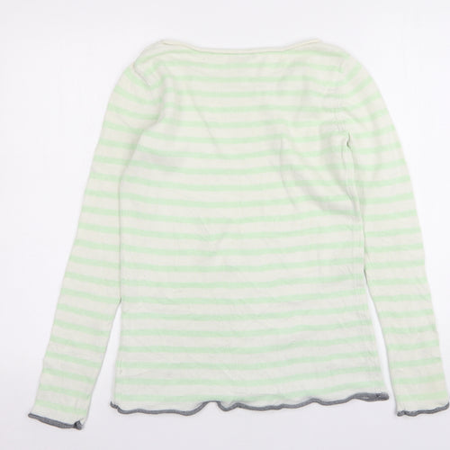 Gap Womens Green Round Neck Striped Cotton Pullover Jumper Size S