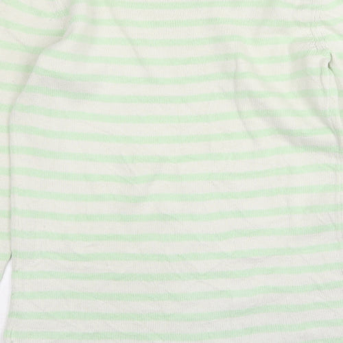 Gap Womens Green Round Neck Striped Cotton Pullover Jumper Size S
