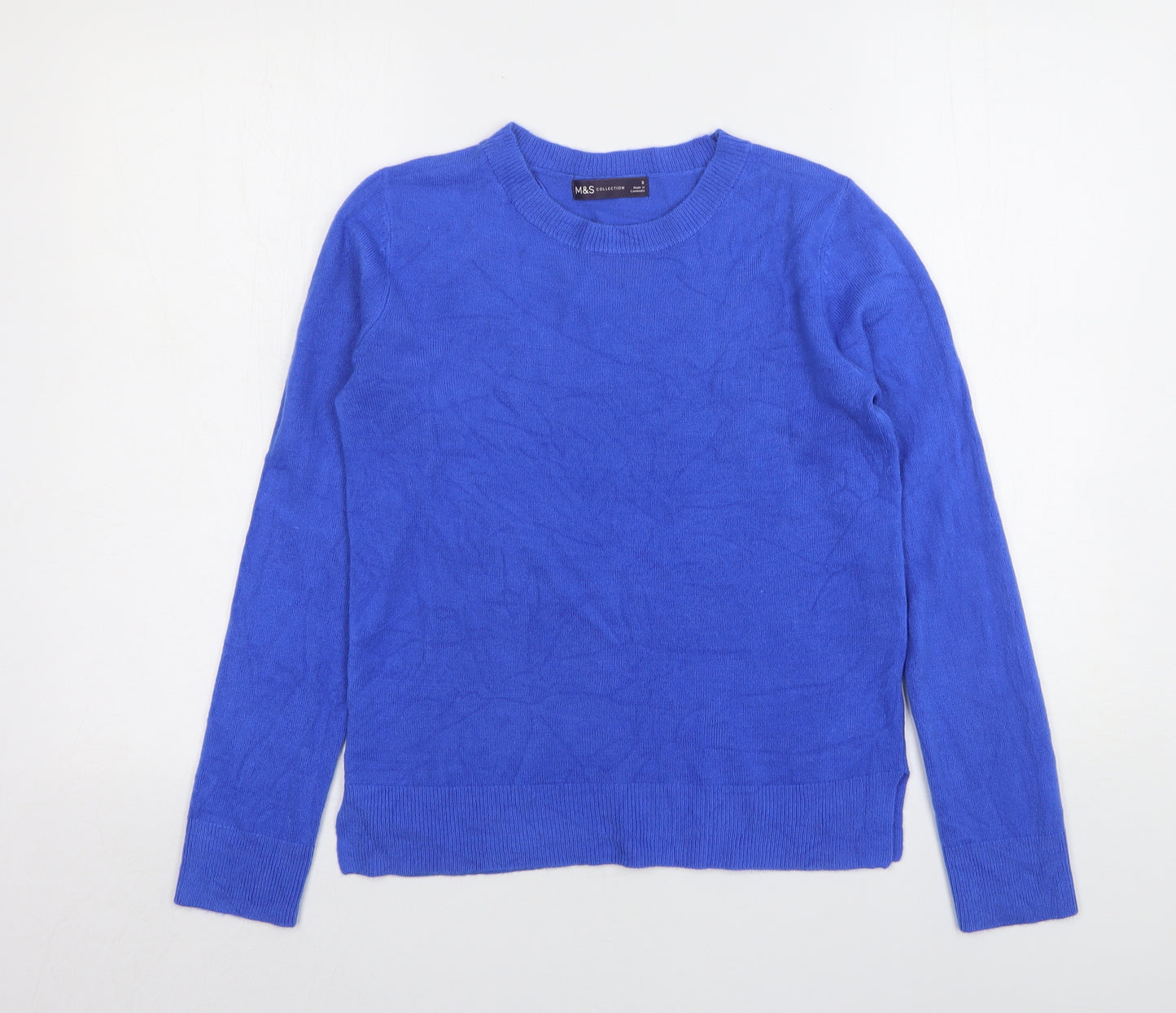 Marks and Spencer Womens Blue Round Neck  Acrylic Pullover Jumper Size 8