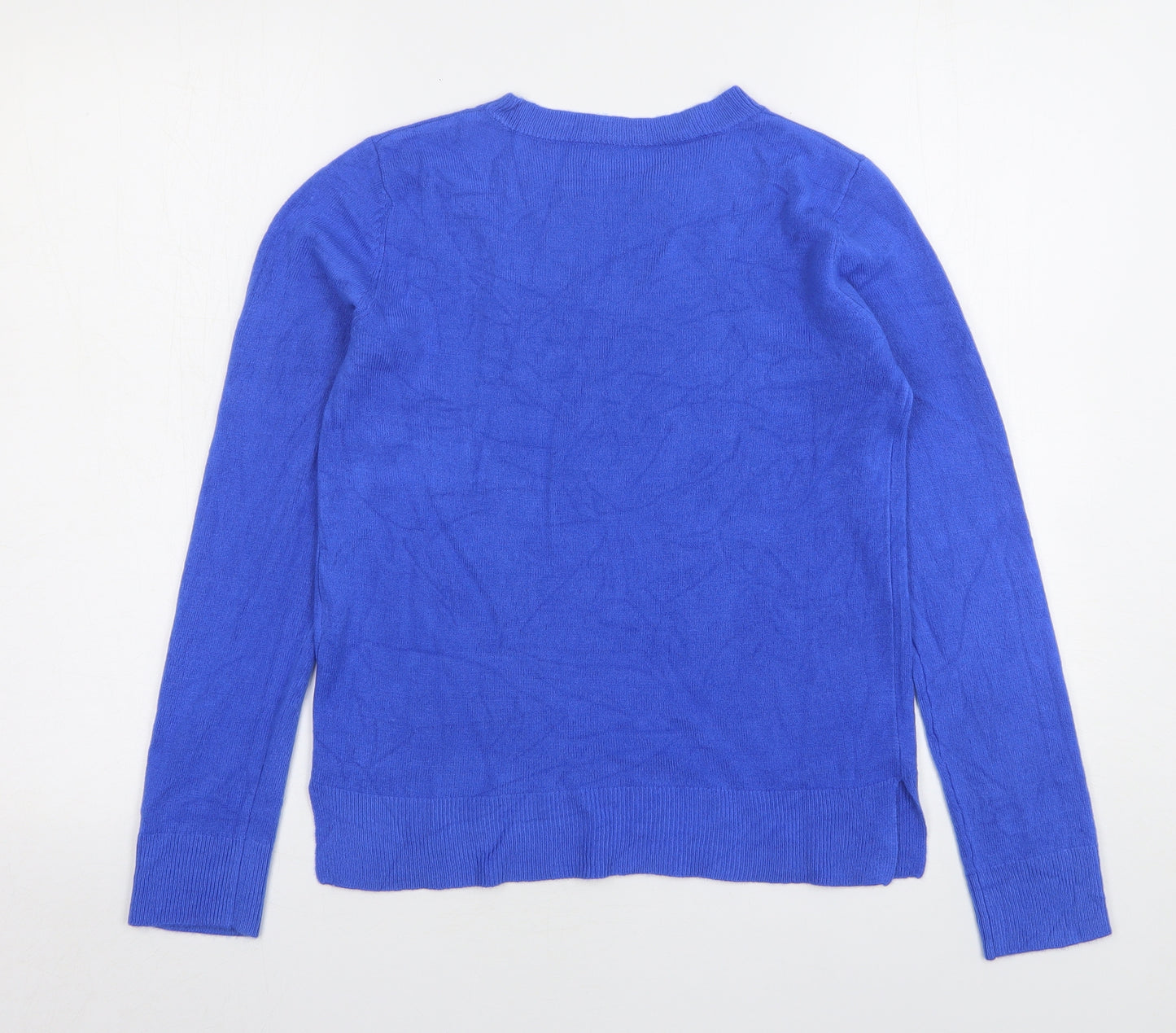 Marks and Spencer Womens Blue Round Neck  Acrylic Pullover Jumper Size 8