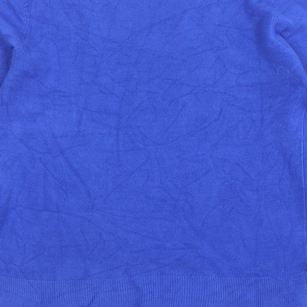 Marks and Spencer Womens Blue Round Neck  Acrylic Pullover Jumper Size 8