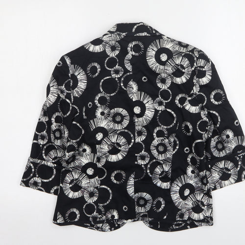 Country Club  Womens Black Geometric Cotton Jacket Blazer Size 10