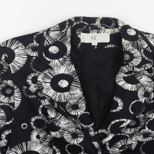Country Club  Womens Black Geometric Cotton Jacket Blazer Size 10