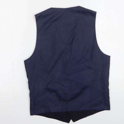 Marks and Spencer Mens Blue  Wool Jacket Suit Waistcoat Size S