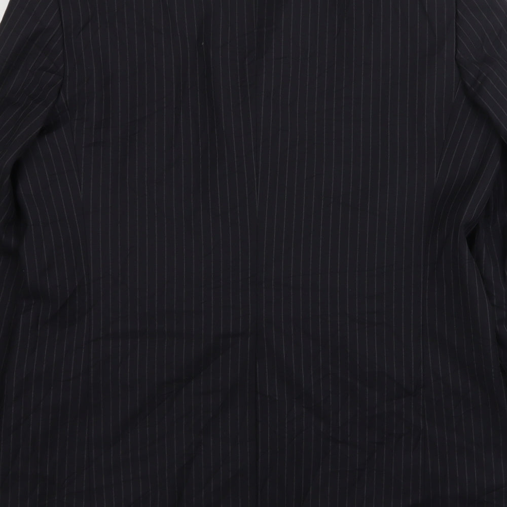 Marks and Spencer Mens Black Striped Wool Jacket Suit Jacket Size 44