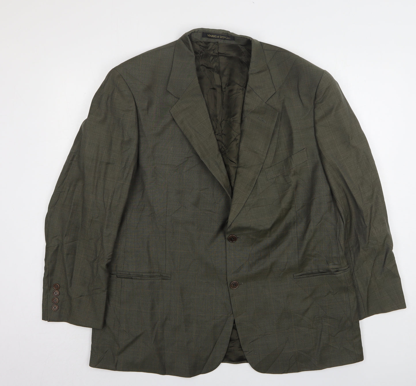 Marks and Spencer Mens Green  Wool Jacket Suit Jacket Size 44