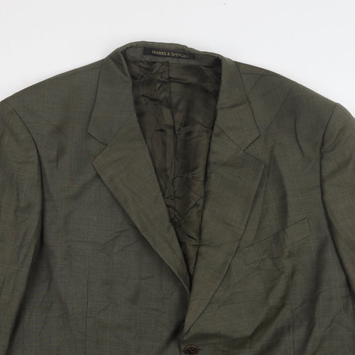 Marks and Spencer Mens Green  Wool Jacket Suit Jacket Size 44