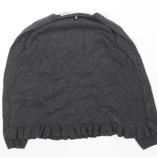 F&F Girls Grey Round Neck  Cotton Pullover Jumper Size 6-7 Years