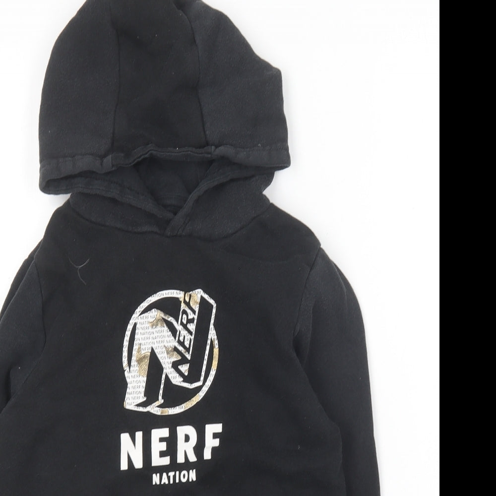 Primark Boys Black  Cotton Pullover Hoodie Size 9-10 Years   - Nerf