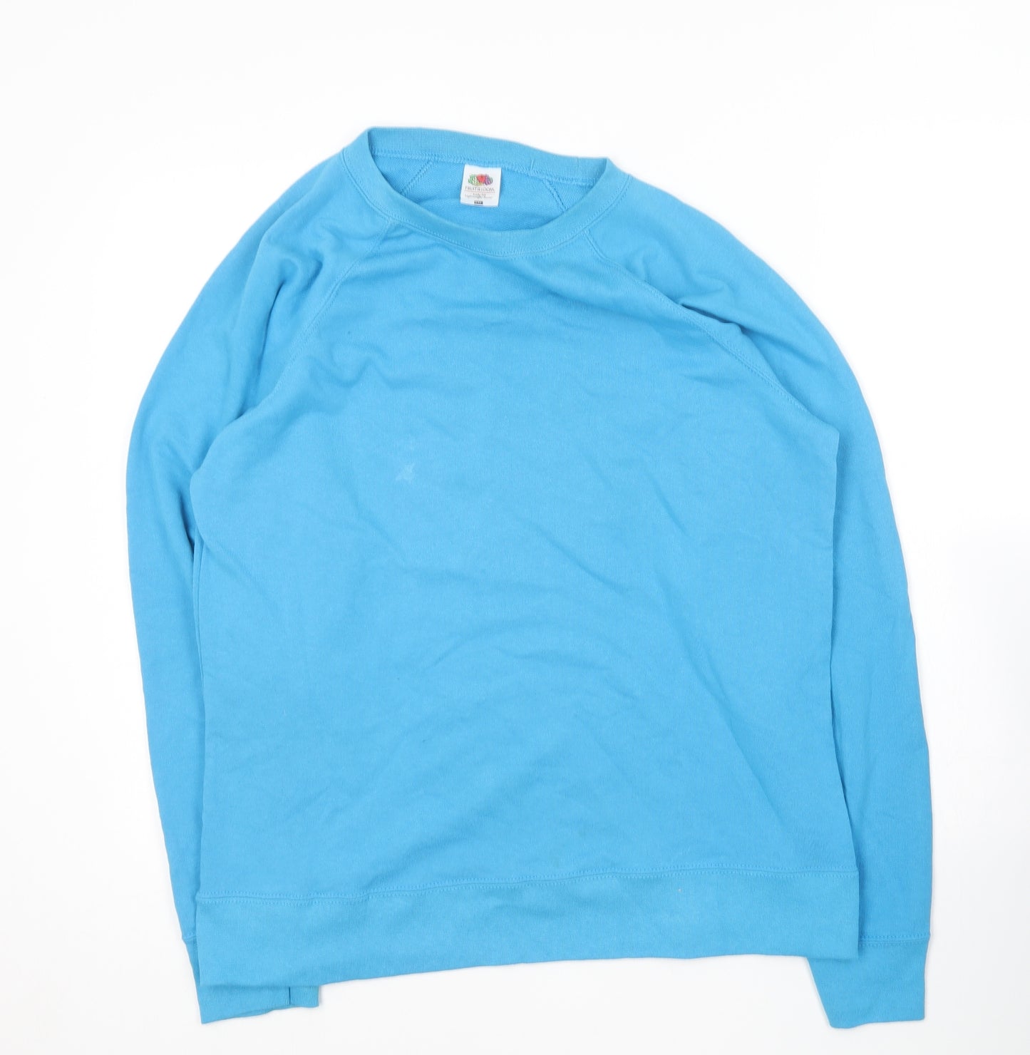 Fruit of the Loom Mens Blue Round Neck  Cotton Pullover Jumper Size 2XL