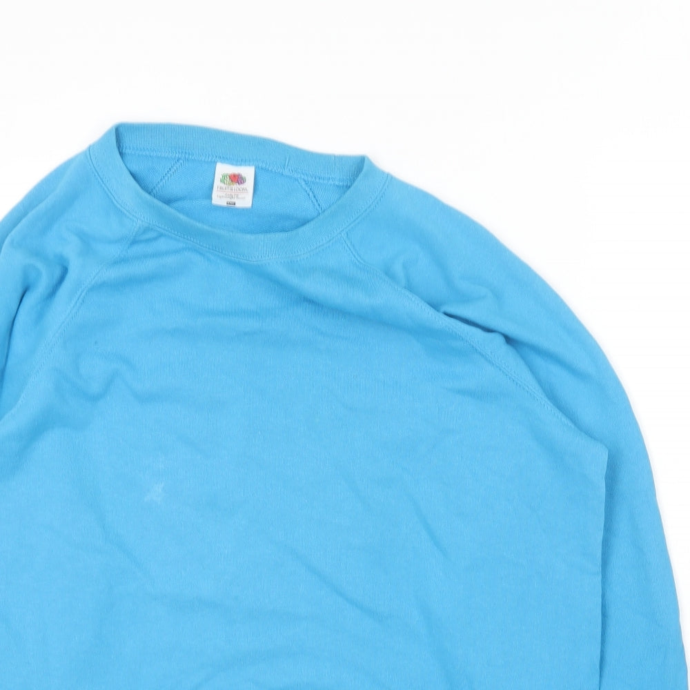 Fruit of the Loom Mens Blue Round Neck  Cotton Pullover Jumper Size 2XL