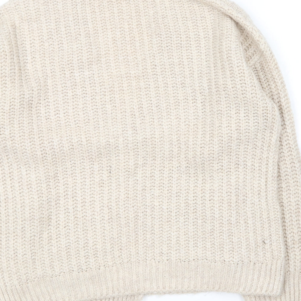 TU Womens Beige V-Neck  Acrylic Cardigan Jumper Size 14
