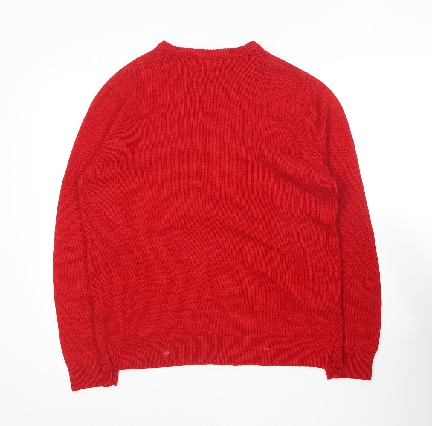 Primark Mens Red Round Neck  Acrylic Pullover Jumper Size L   - Simpsons Christmas
