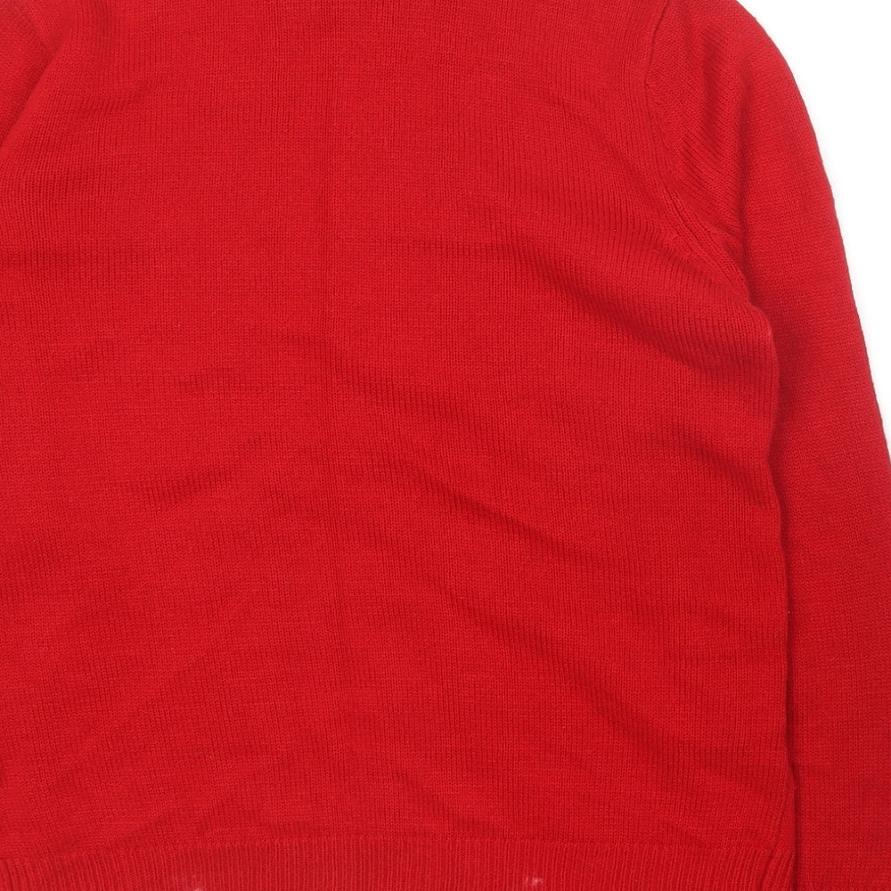 Primark Mens Red Round Neck  Acrylic Pullover Jumper Size L   - Simpsons Christmas