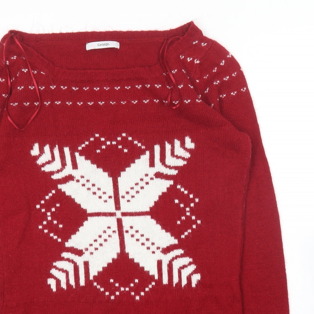 George Womens Red  Acrylic Jumper Dress  Size 8    - Christmas