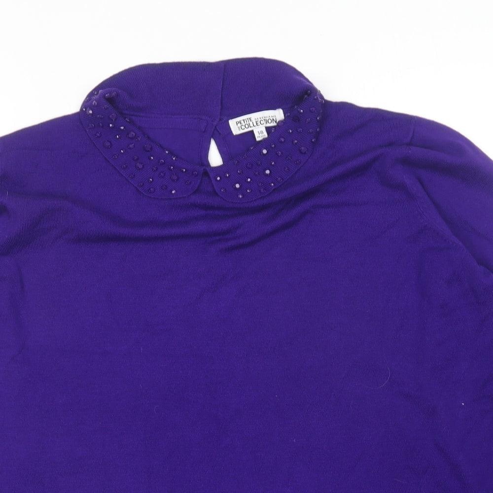 Debenhams Womens Purple Collared  Viscose Pullover Jumper Size 18