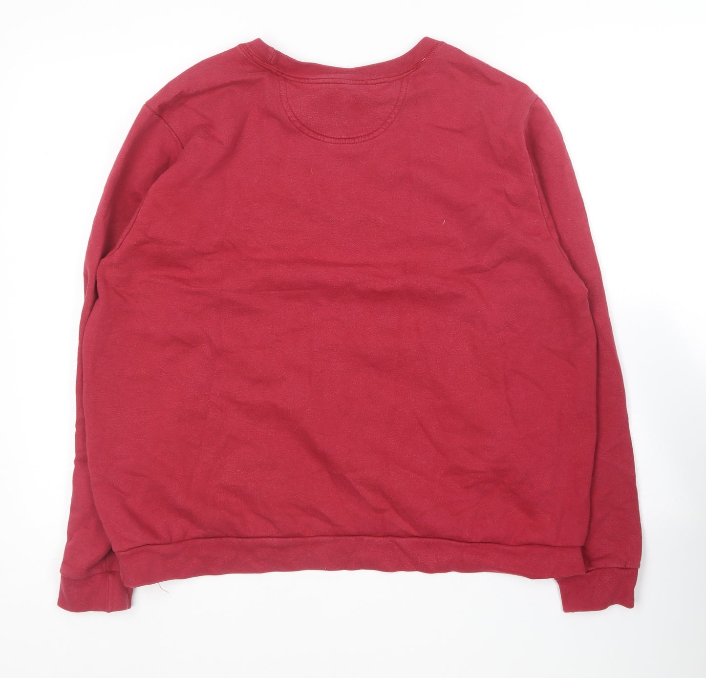 Anvil Womens Red Round Neck  Cotton Pullover Jumper Size L