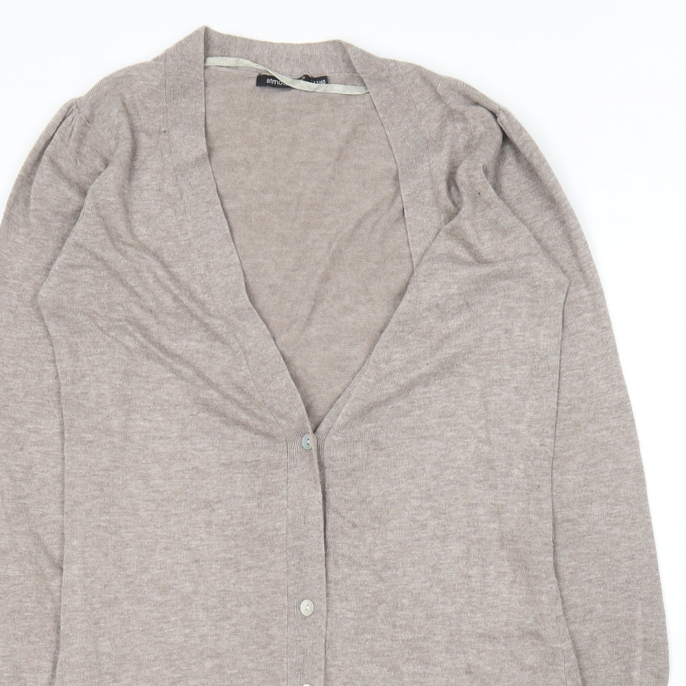 Atmosphere Womens Brown V-Neck  Acrylic Cardigan Jumper Size 12