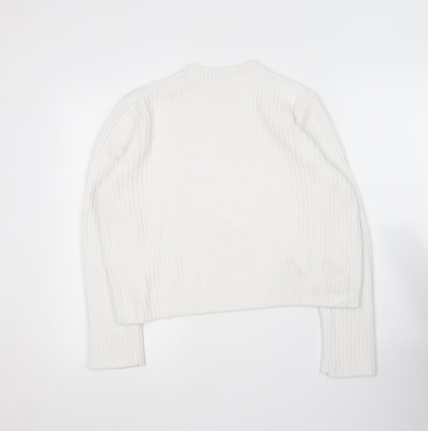 New Look Womens White Round Neck  Nylon Pullover Jumper Size 16