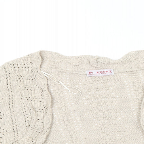 In Front Clothing Womens Beige V-Neck  Cotton Cardigan Jumper Size S