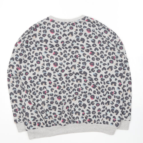 Marks and Spencer Girls Multicoloured Round Neck Animal Print Viscose Pullover Jumper Size 12-13 Years