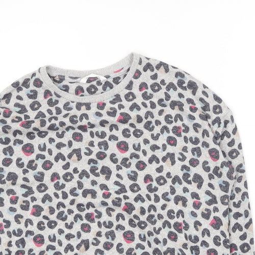 Marks and Spencer Girls Multicoloured Round Neck Animal Print Viscose Pullover Jumper Size 12-13 Years