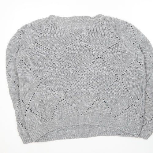 George Womens Grey Round Neck  Acrylic Pullover Jumper Size 2