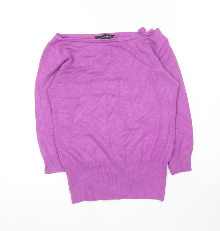 Dorothy Perkins  Womens Purple Boat Neck  Acrylic Pullover Jumper Size 16