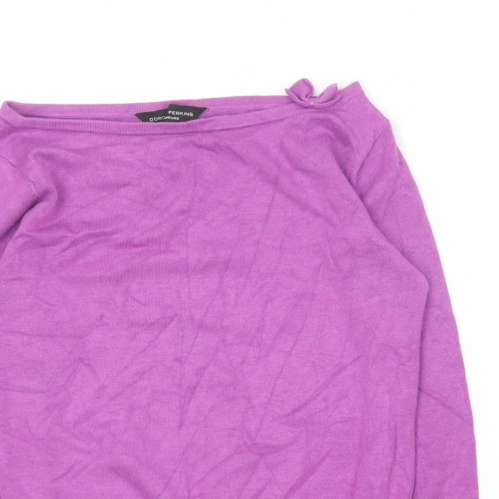 Dorothy Perkins  Womens Purple Boat Neck  Acrylic Pullover Jumper Size 16