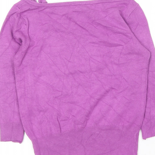 Dorothy Perkins  Womens Purple Boat Neck  Acrylic Pullover Jumper Size 16