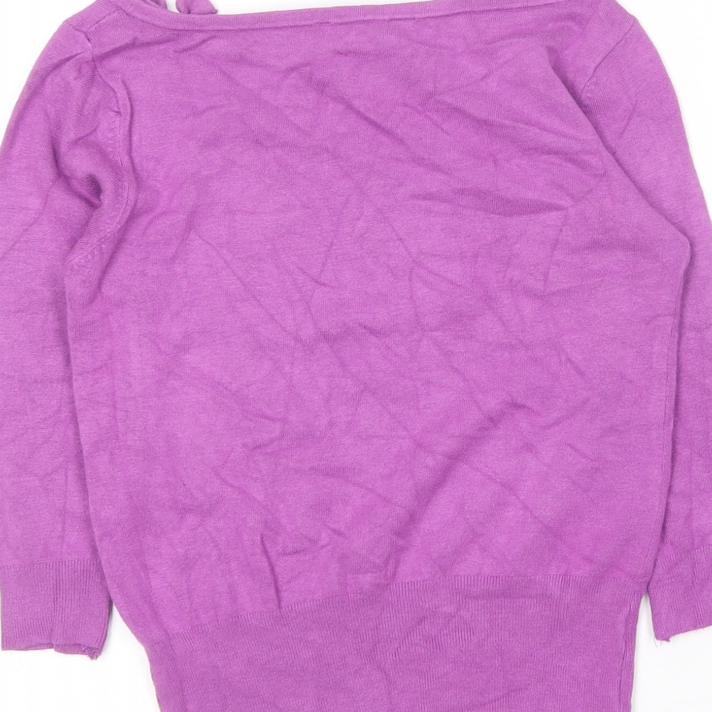Dorothy Perkins  Womens Purple Boat Neck  Acrylic Pullover Jumper Size 16