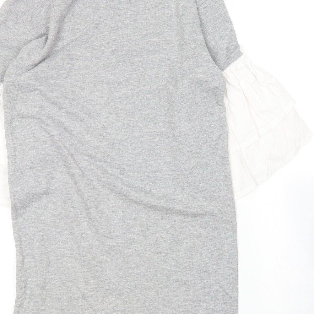 River Island Girls Grey  Cotton Jumper Dress  Size 9-10 Years  Round Neck
