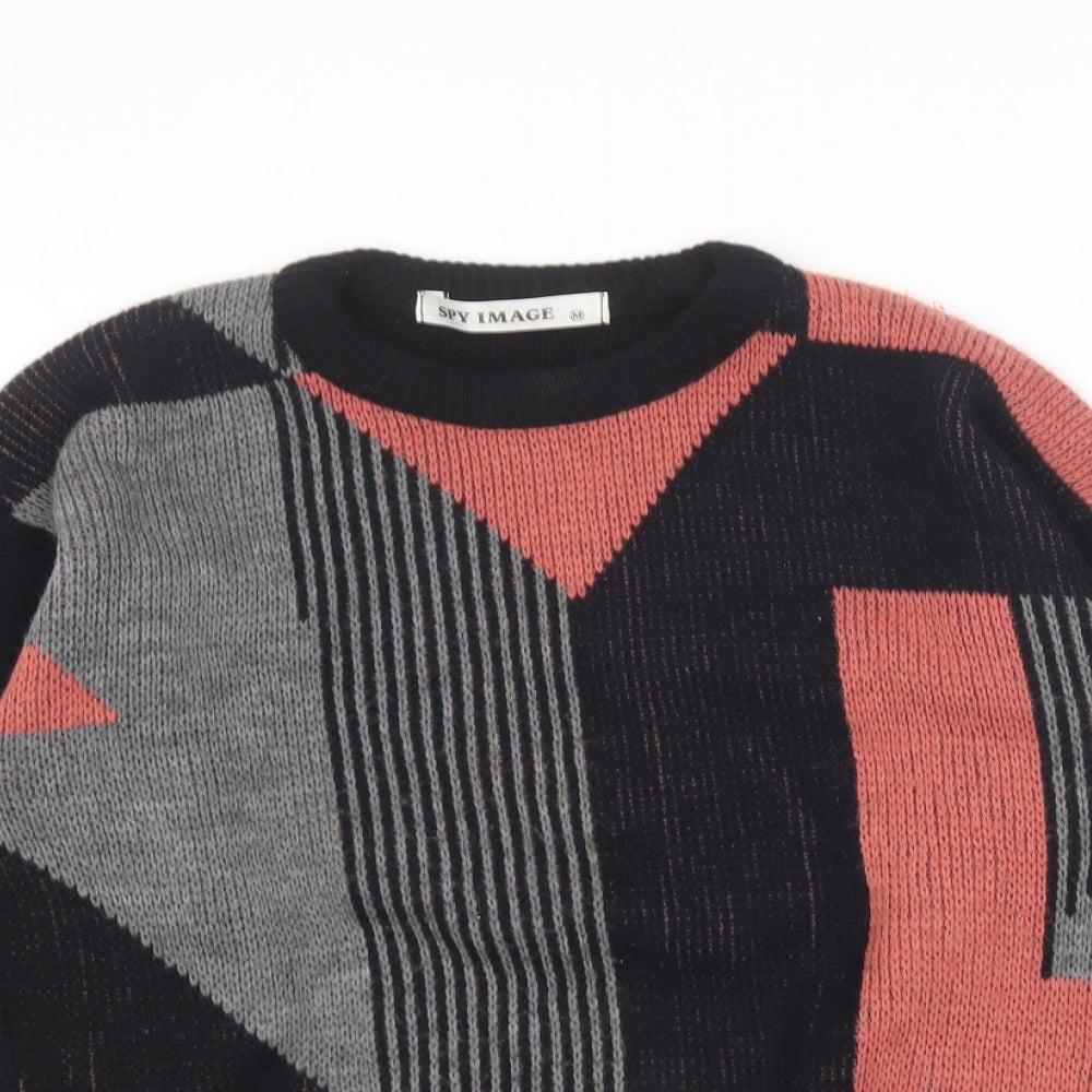 Spy Image Womens Black Round Neck  Acrylic Pullover Jumper Size M