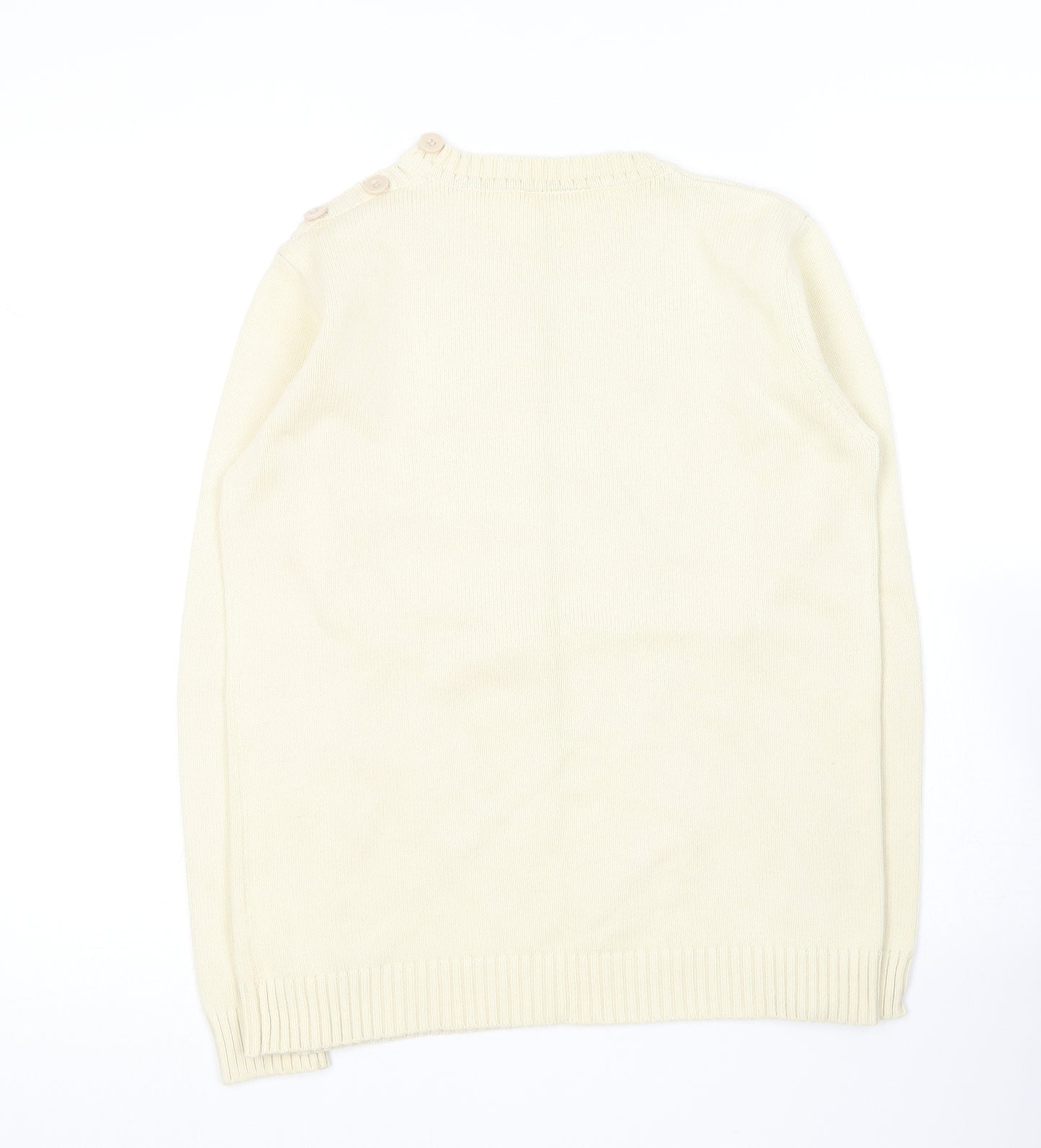 BHS Womens Ivory Round Neck  Cotton Pullover Jumper Size 12