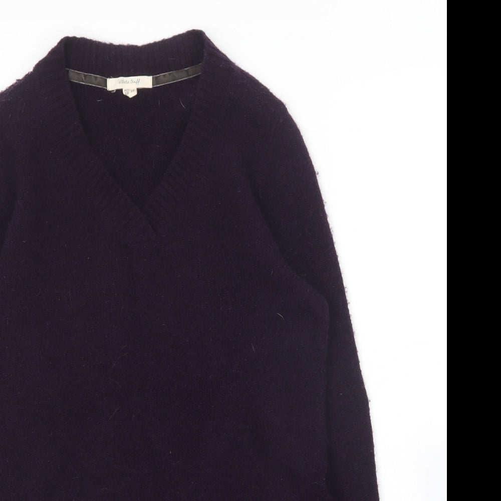 White Stuff  Womens Purple V-Neck  Acrylic Pullover Jumper Size 8