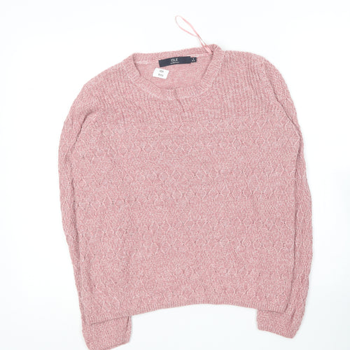 Isle Essentials  Womens Pink Round Neck  Acrylic Pullover Jumper Size 10