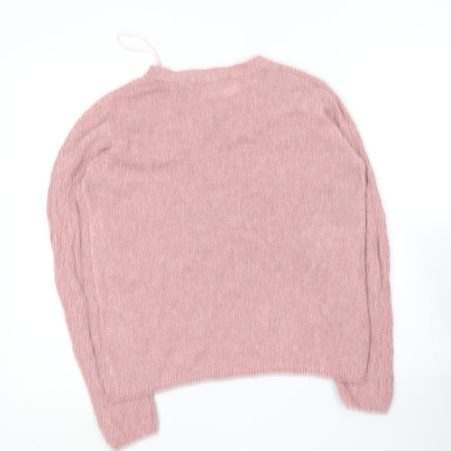 Isle Essentials  Womens Pink Round Neck  Acrylic Pullover Jumper Size 10